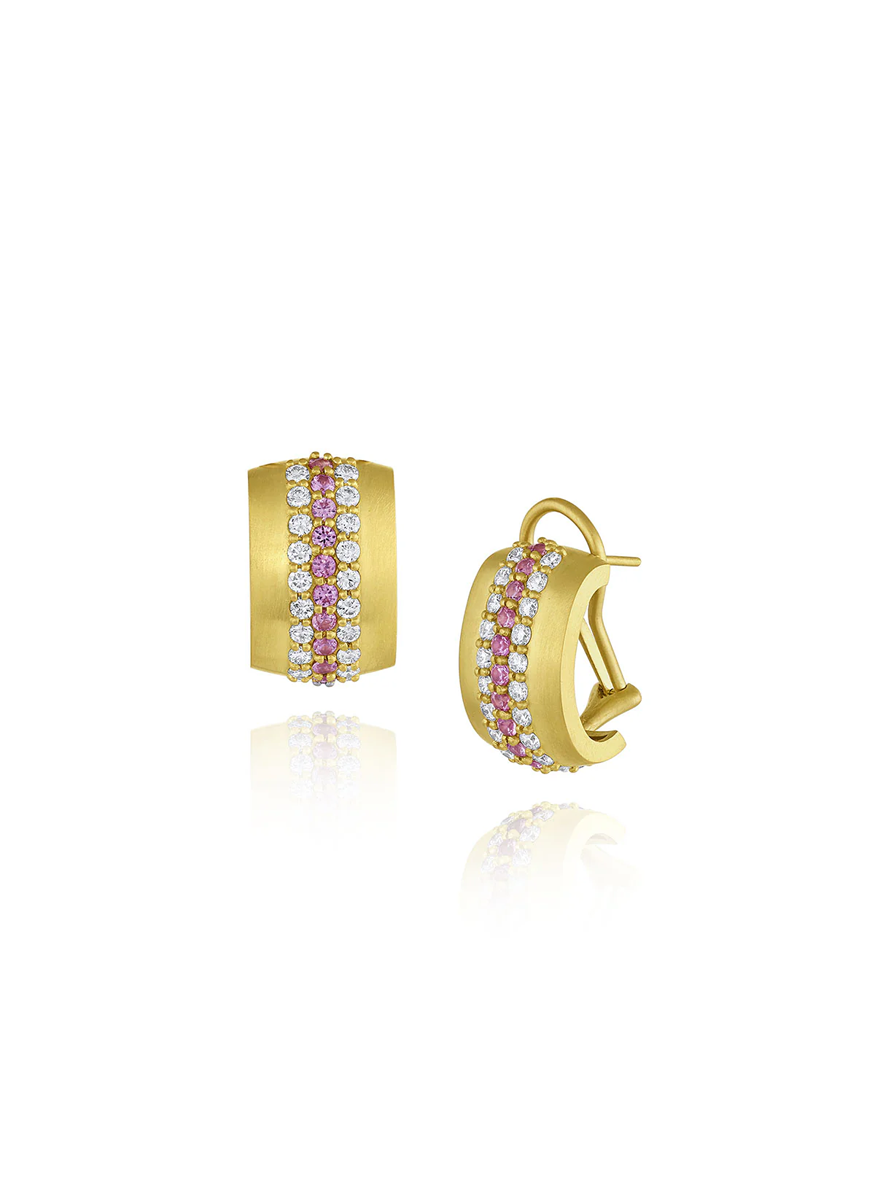 Omega Earrings, Pink Sapphire