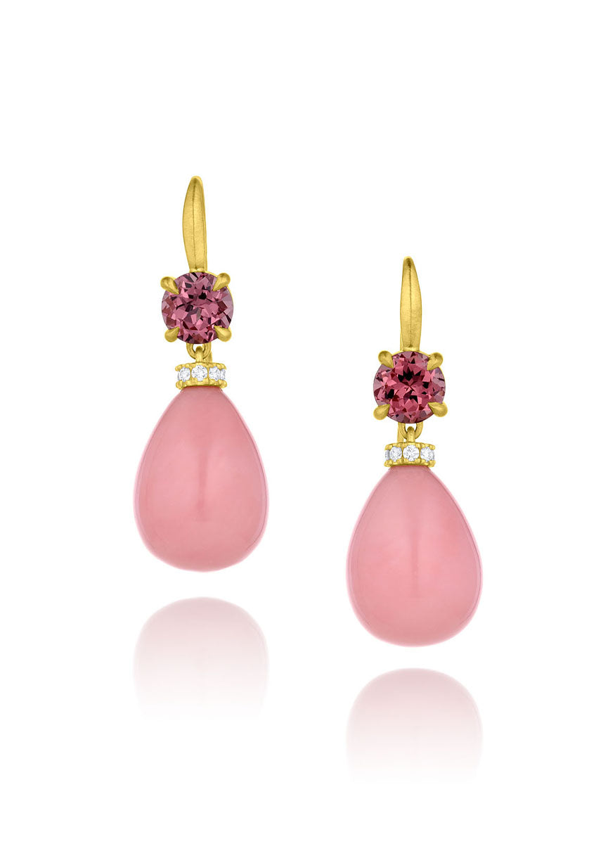 Gemmy Drop Earrings, Pink Opal