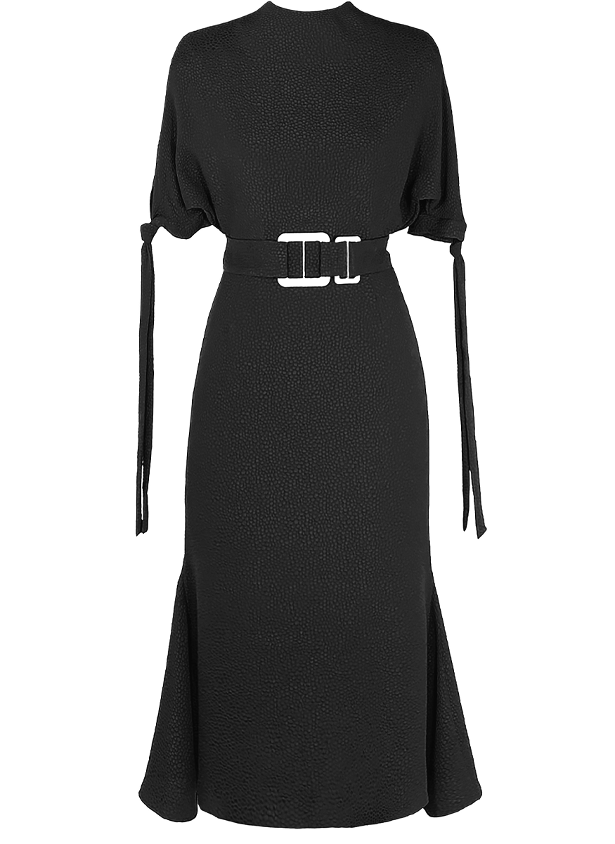 Pedernal Dress in Black Bubble Jacquard