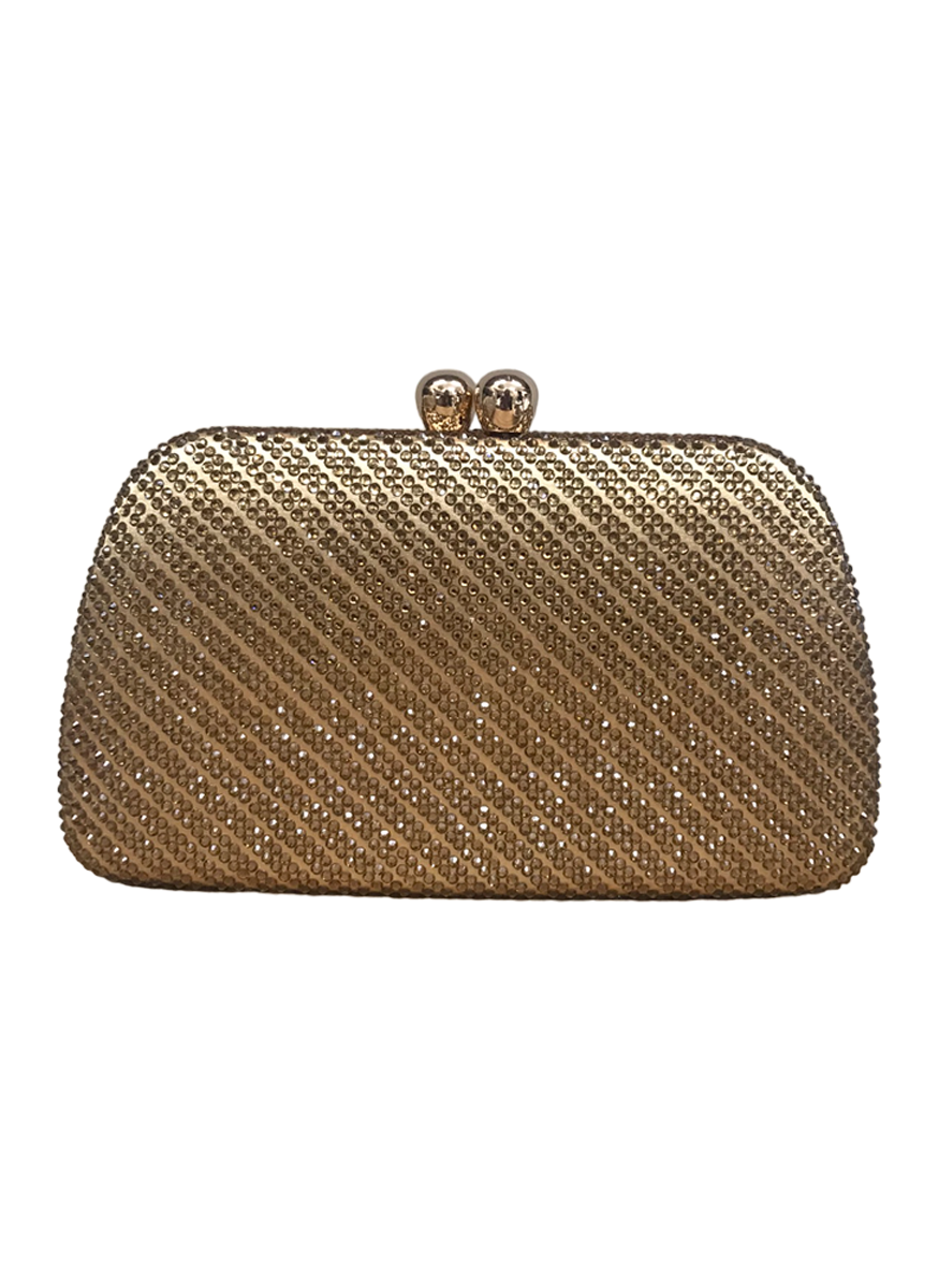 Penelope Crystal Clutch in Colorado Topaz Stripe with Chain
