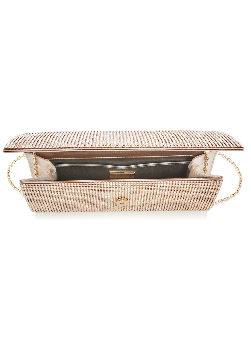 Perry Crystal Clutch in Prosecco with Chain - Judith Leiber Couture