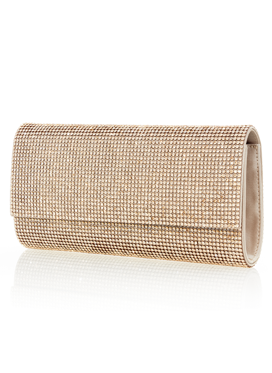 Perry Crystal Clutch in Prosecco with Chain