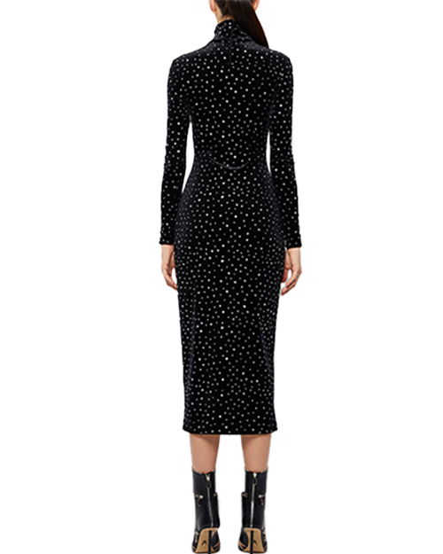 Long Sleeve Crystal Turtleneck Dress