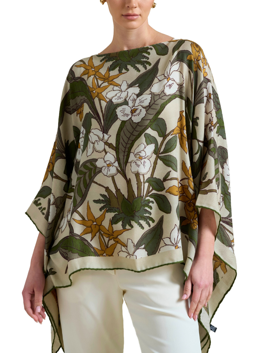 Zanzibar Print Cashmere Poncho