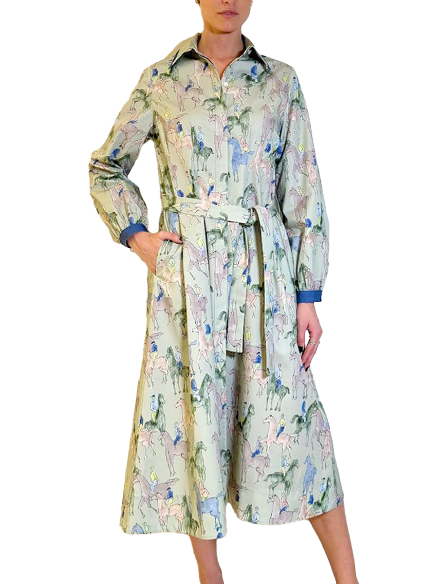 Button Down Shirt Dress in Kensington Green