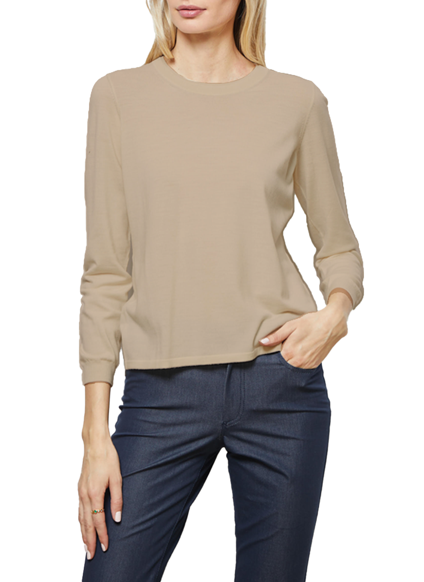 Superfine Light Weight Crew Sweater in Beige