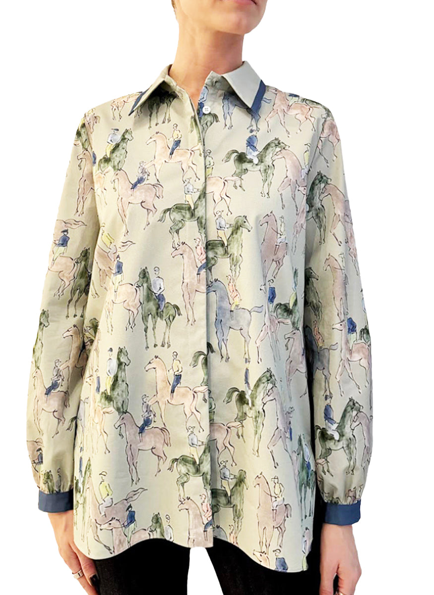 Classic Cotton Printed Shirt in Kensington Green