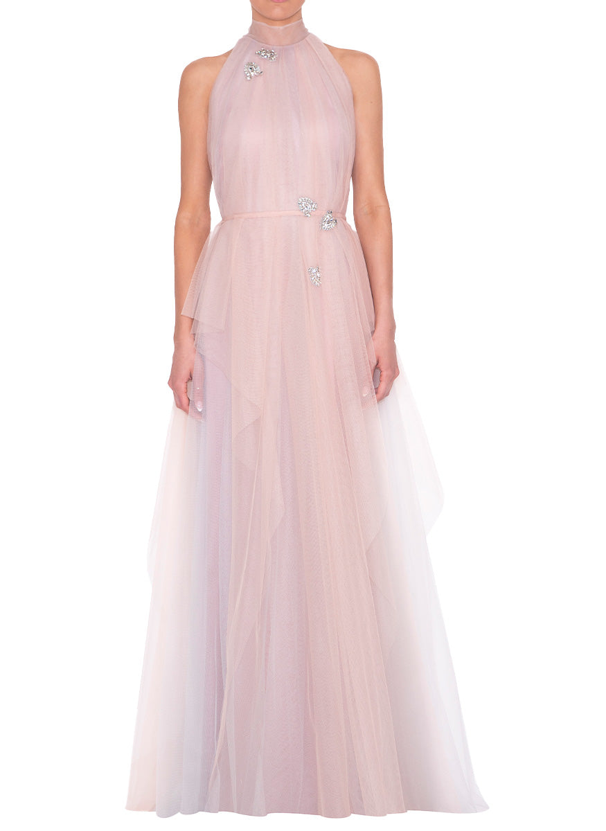 Layered Tulle Halter Neck Gown - Reem Acra