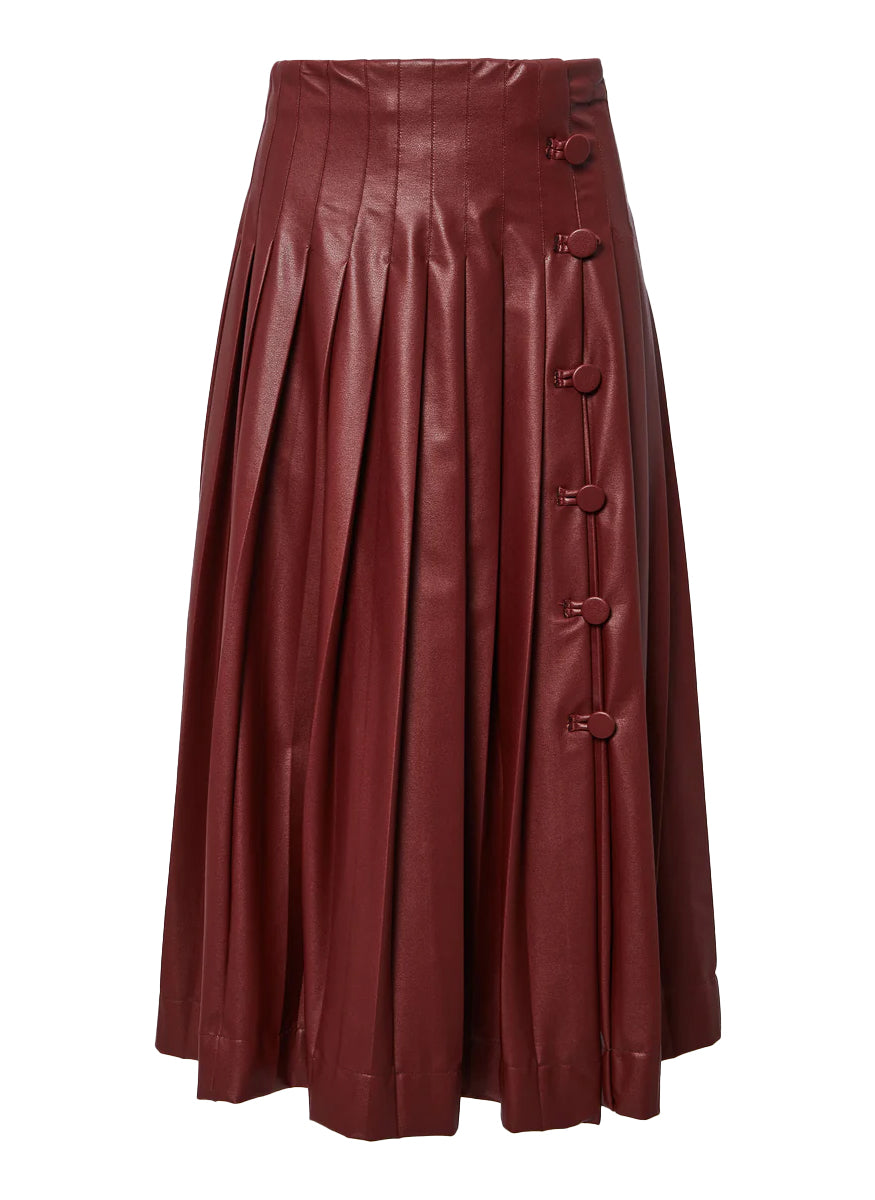 Full Circle Faux Leather Midi Skirt