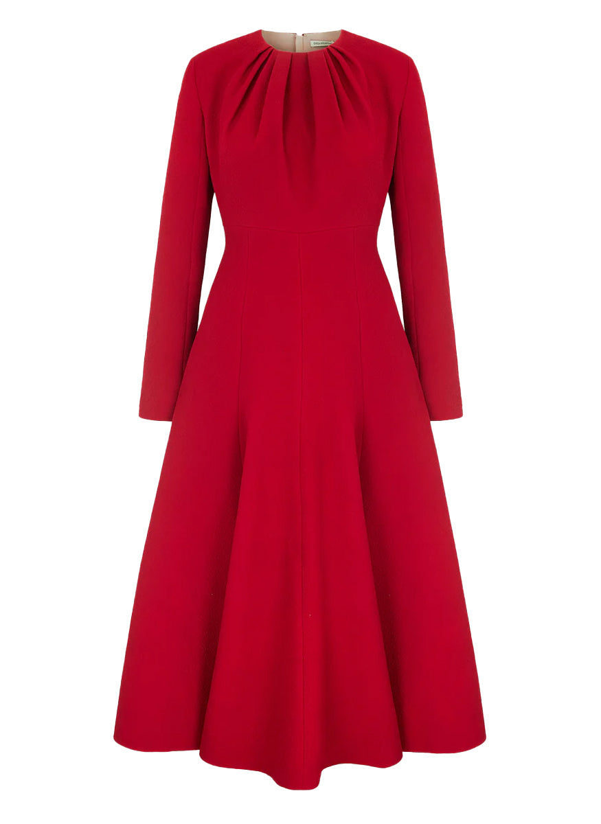 Belgium Dress in Red Double Crepe - Emilia Wickstead
