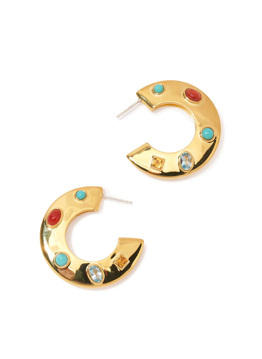 Saucer Hoops In Dotted Stone - Lizzie Fortunato