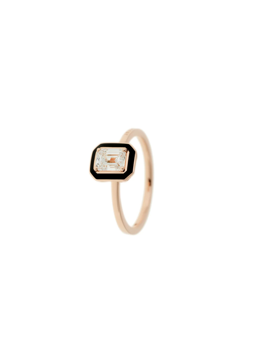 Mina Emerald-Cut Diamond Ring, Black