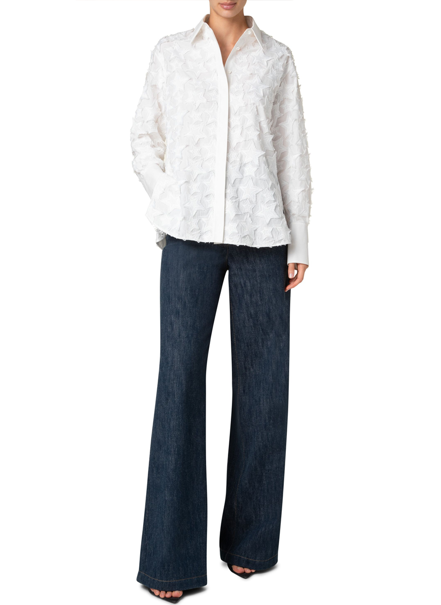 3D Star Embroidery Poplin Shirt - Akris Punto