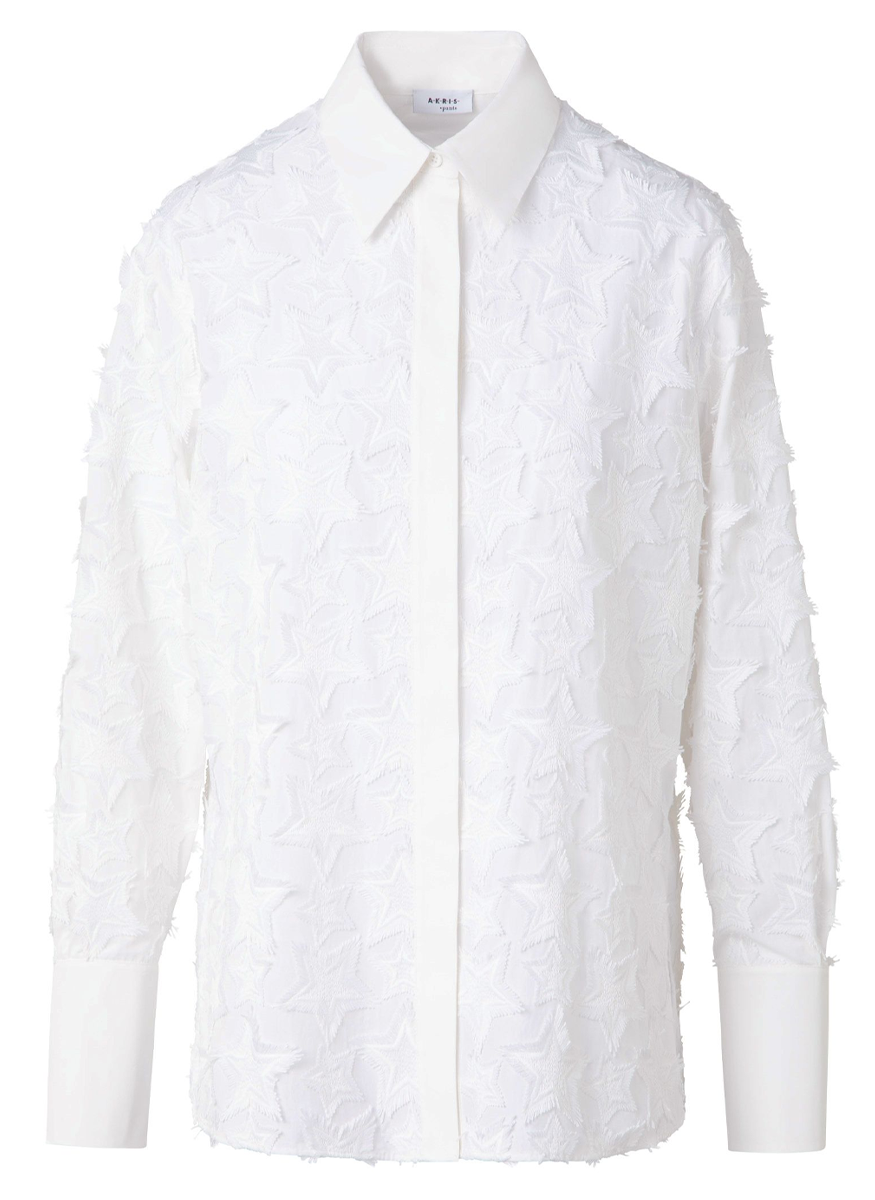 3D Star Embroidery Poplin Shirt - Akris Punto
