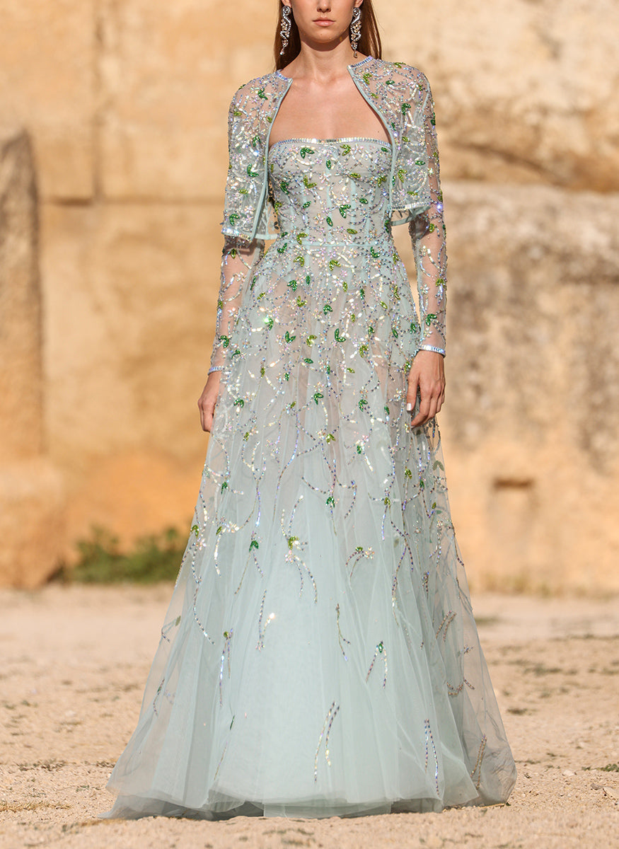 Strapless Tulle Gown With Bolero Strapless Tulle Gown With Bolero