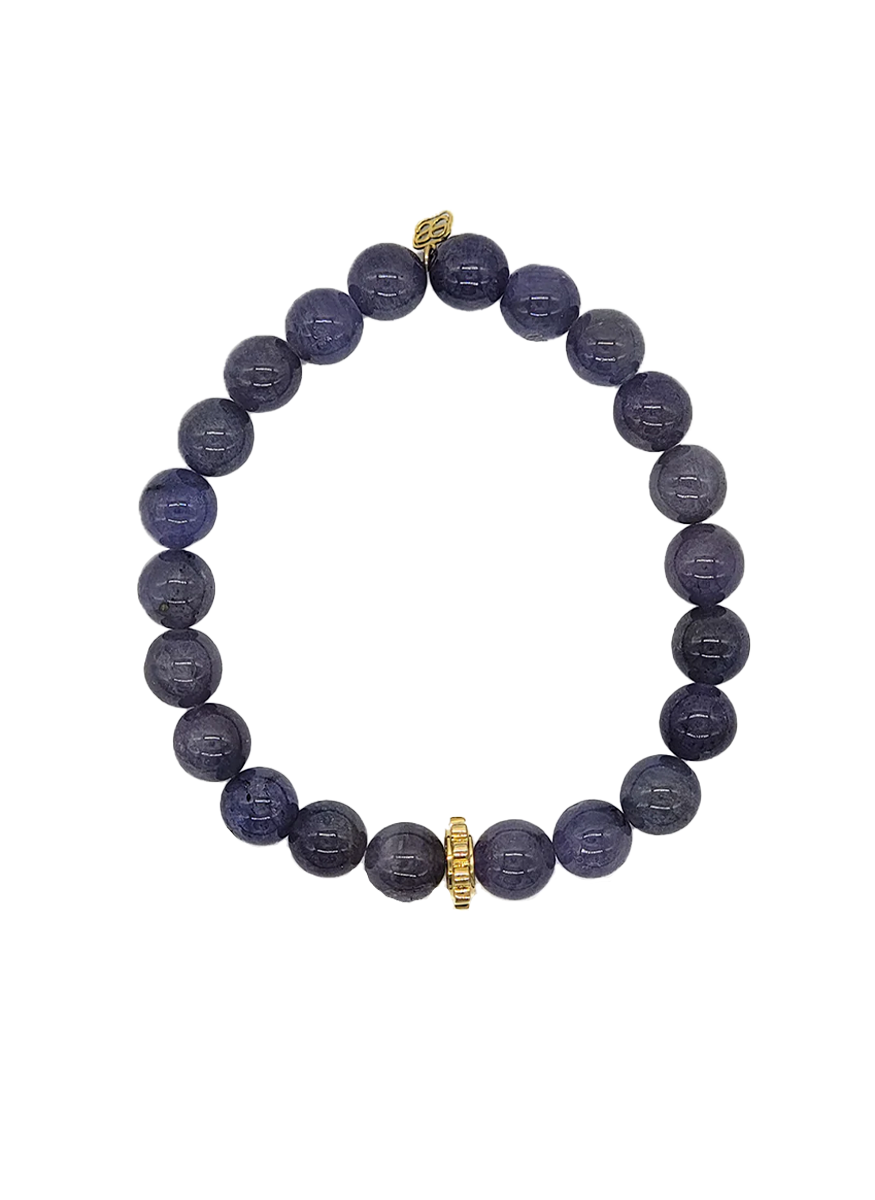 Tanzanite Bead Bracelet with Scallop Rondelle