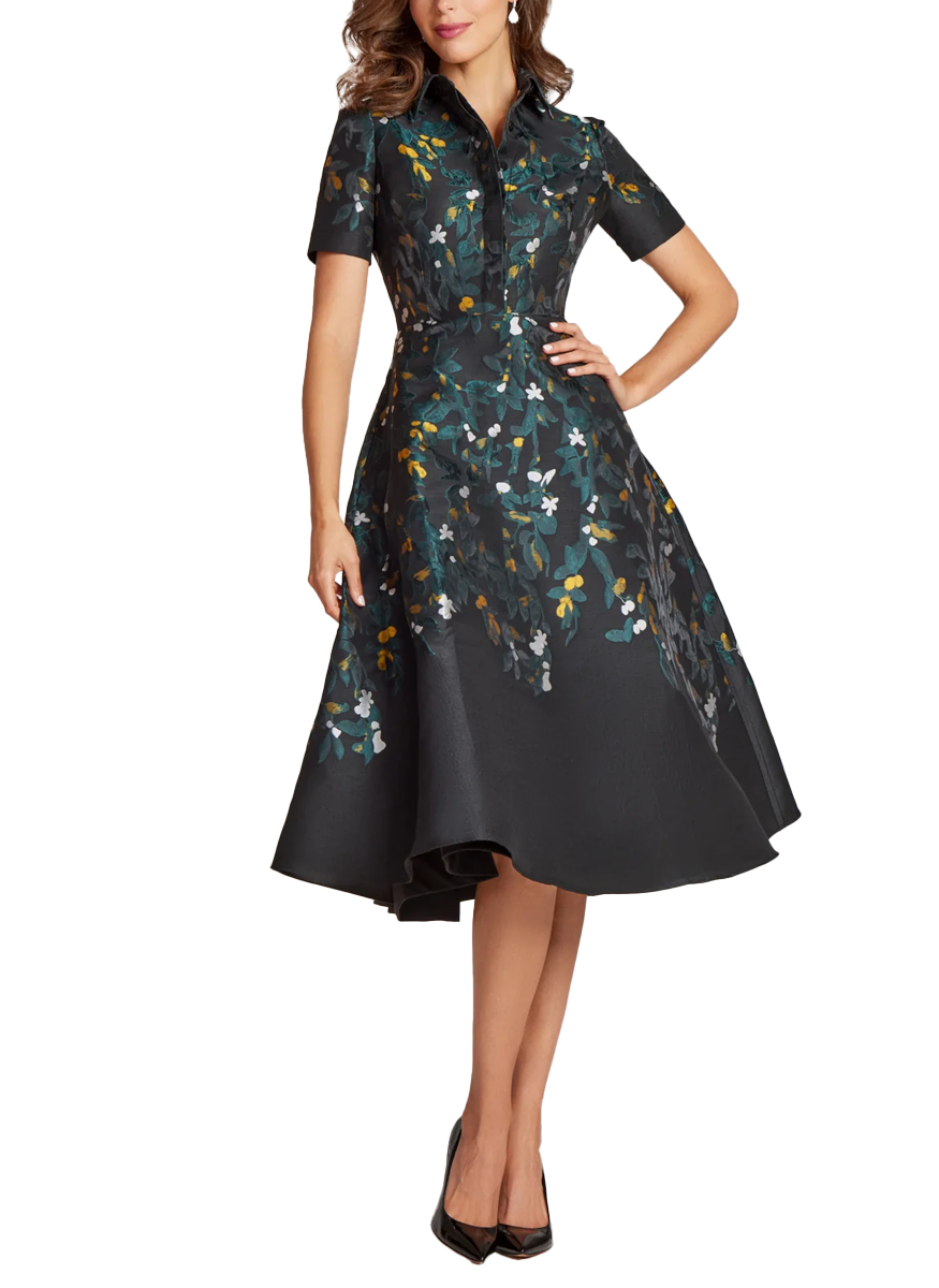 Jacquard Short Sleeve Shirt Dress – Elizabeth Anthony Jacquard Short Sleeve Shirt Dress – Elizabeth Anthony
