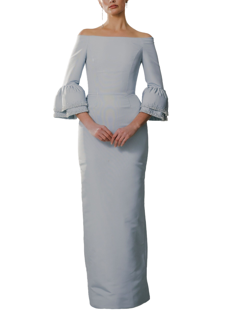 Off Shoulder Barcelona Gown with Trumpet Skirt in Silk Faille