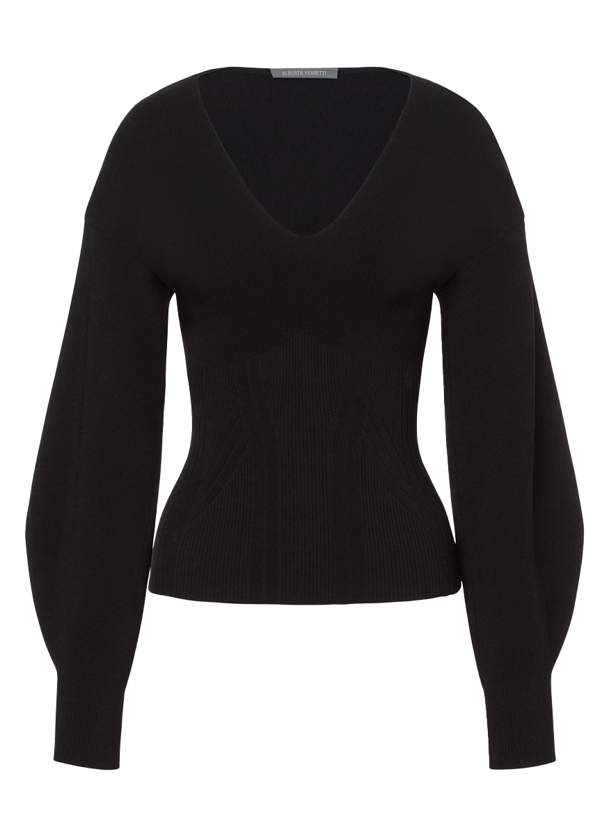 Stretch Jumper with Voluminous Sleeves