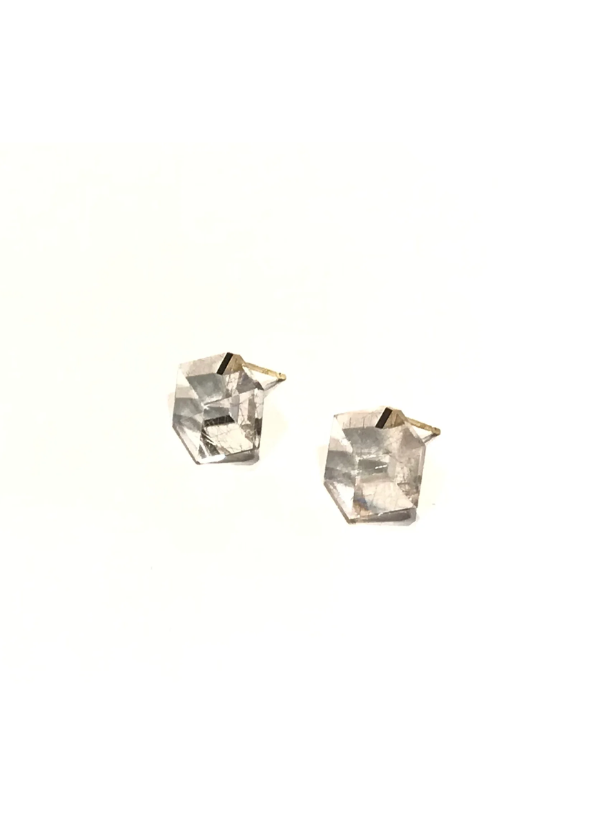 Cube Studs, Rutile Quartz