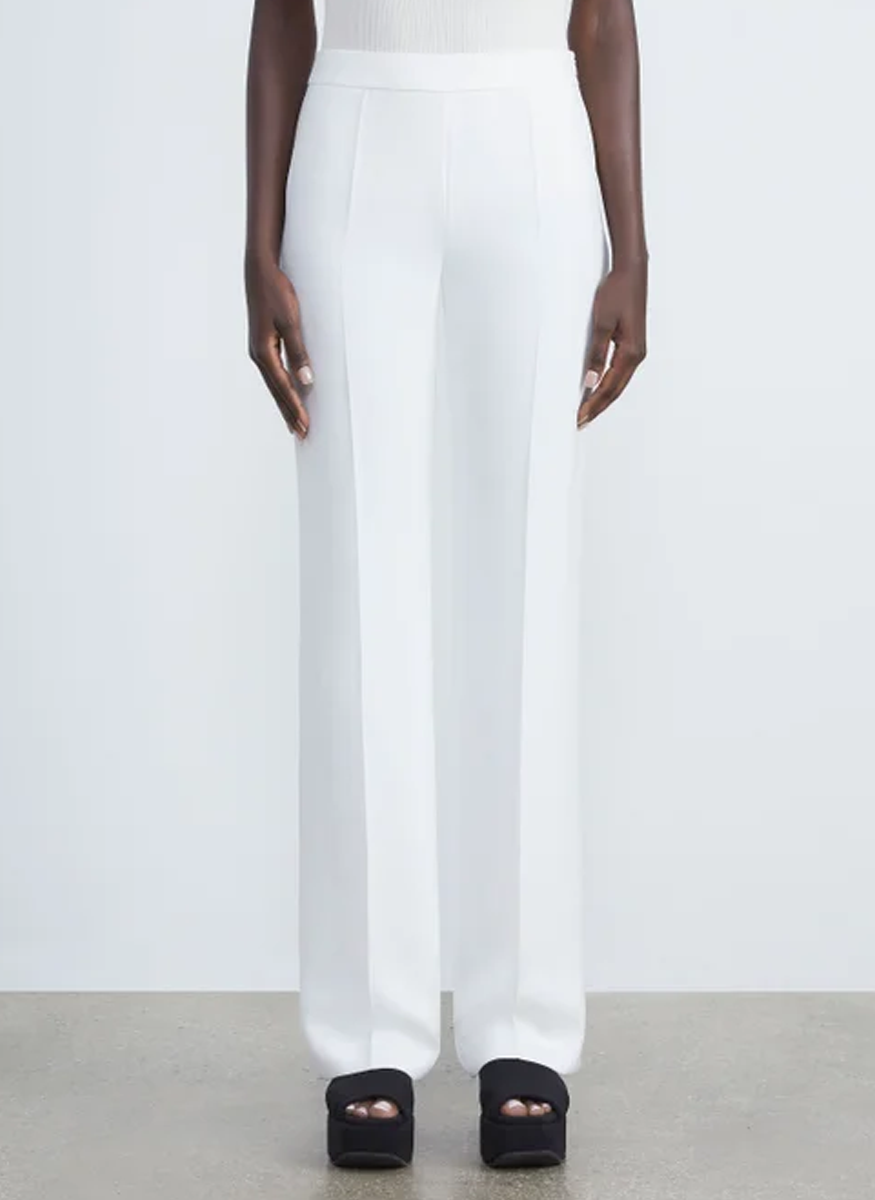 Gates Side Zip Flared Pant in White