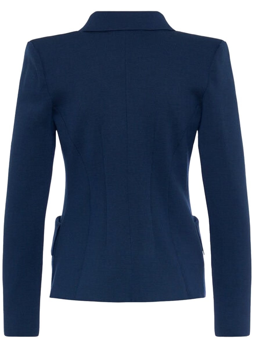 Double-Breasted Knitted Jacket with Gold Buttons