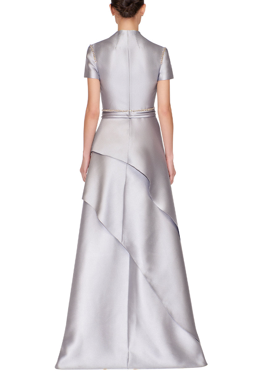 Short Sleeve Split Neck Caftan Gown