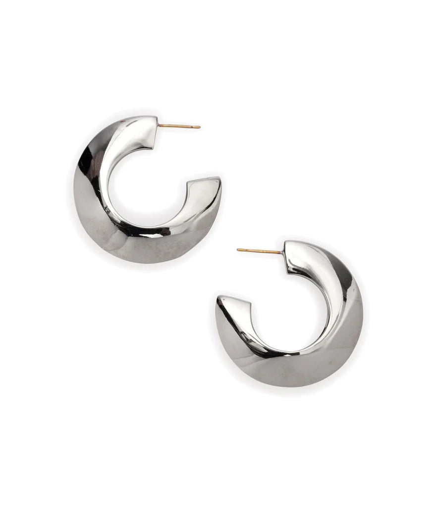 Saucer Hoops in Silver