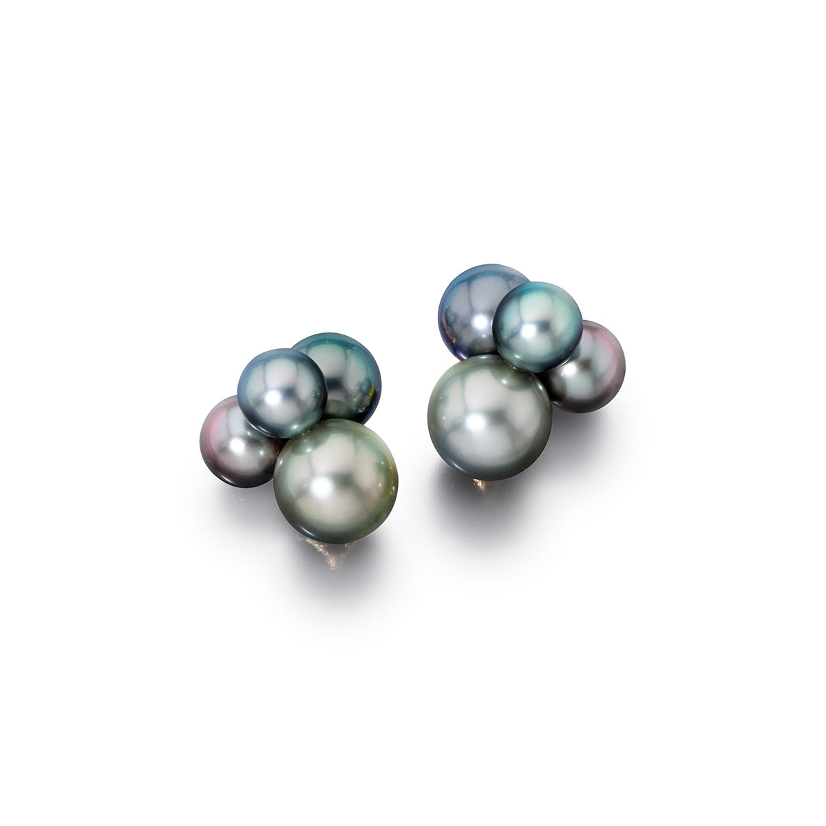 “Bubble” Earclips, Tahitian Pearls