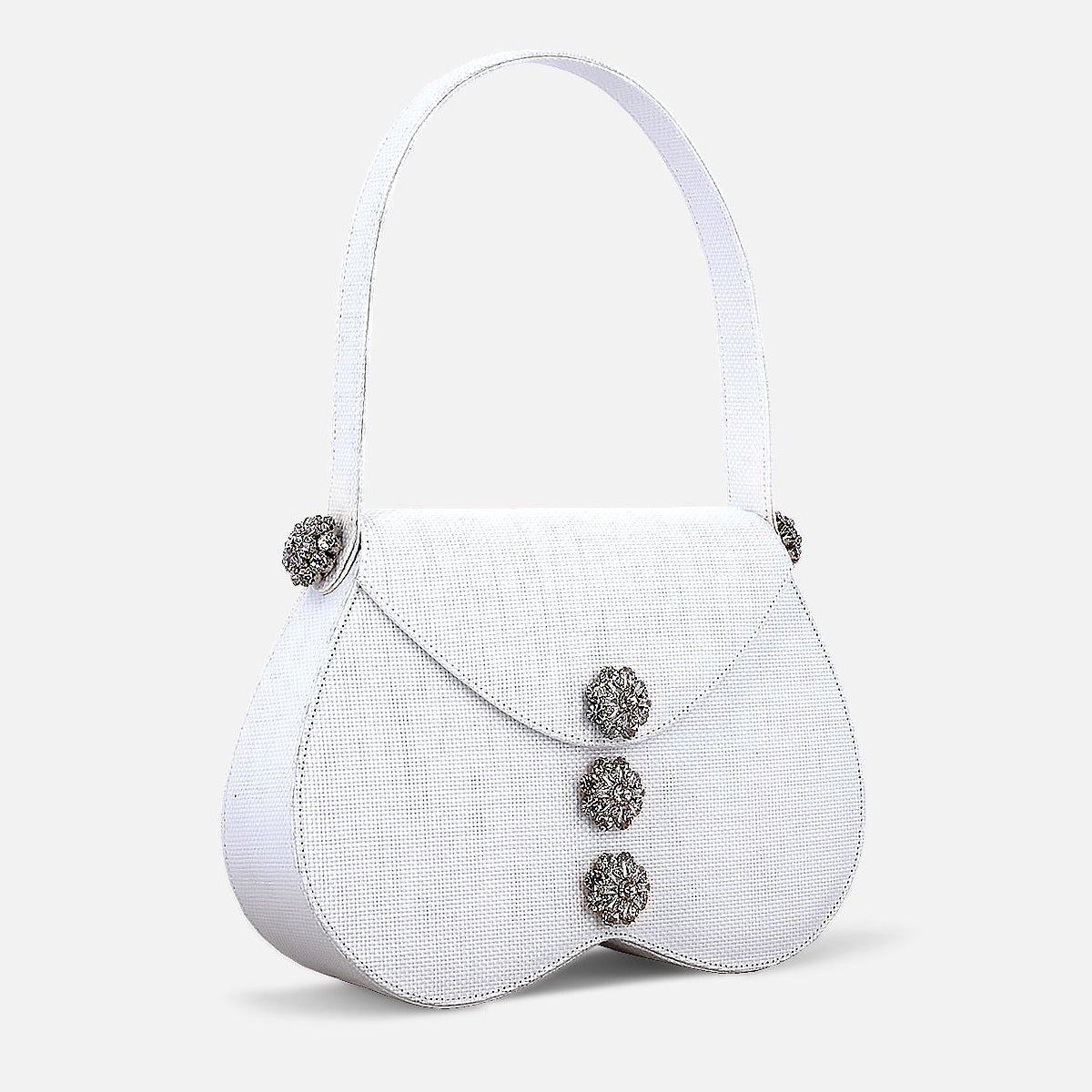 June Raffia Top Handle Bag with Swarovski Buttons