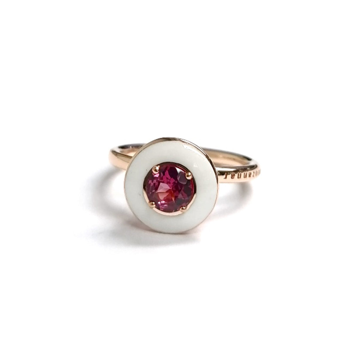 “Mina” Rhodolite Garnet Ring, Ivory