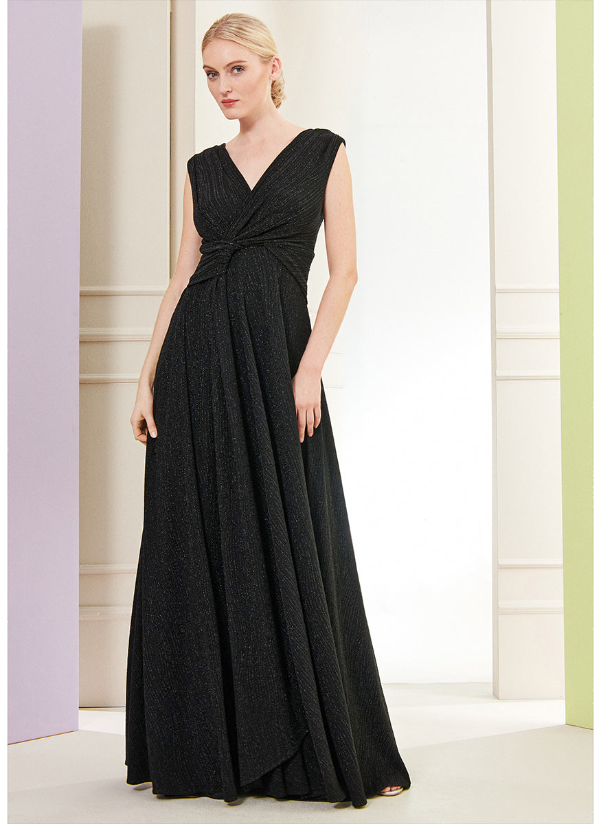Tree Bark Jersey V-Neck Gown