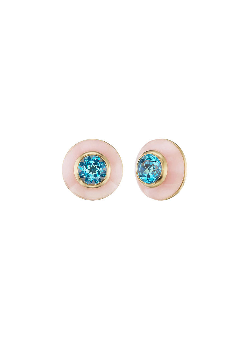 “Button” Studs, Pink Opal