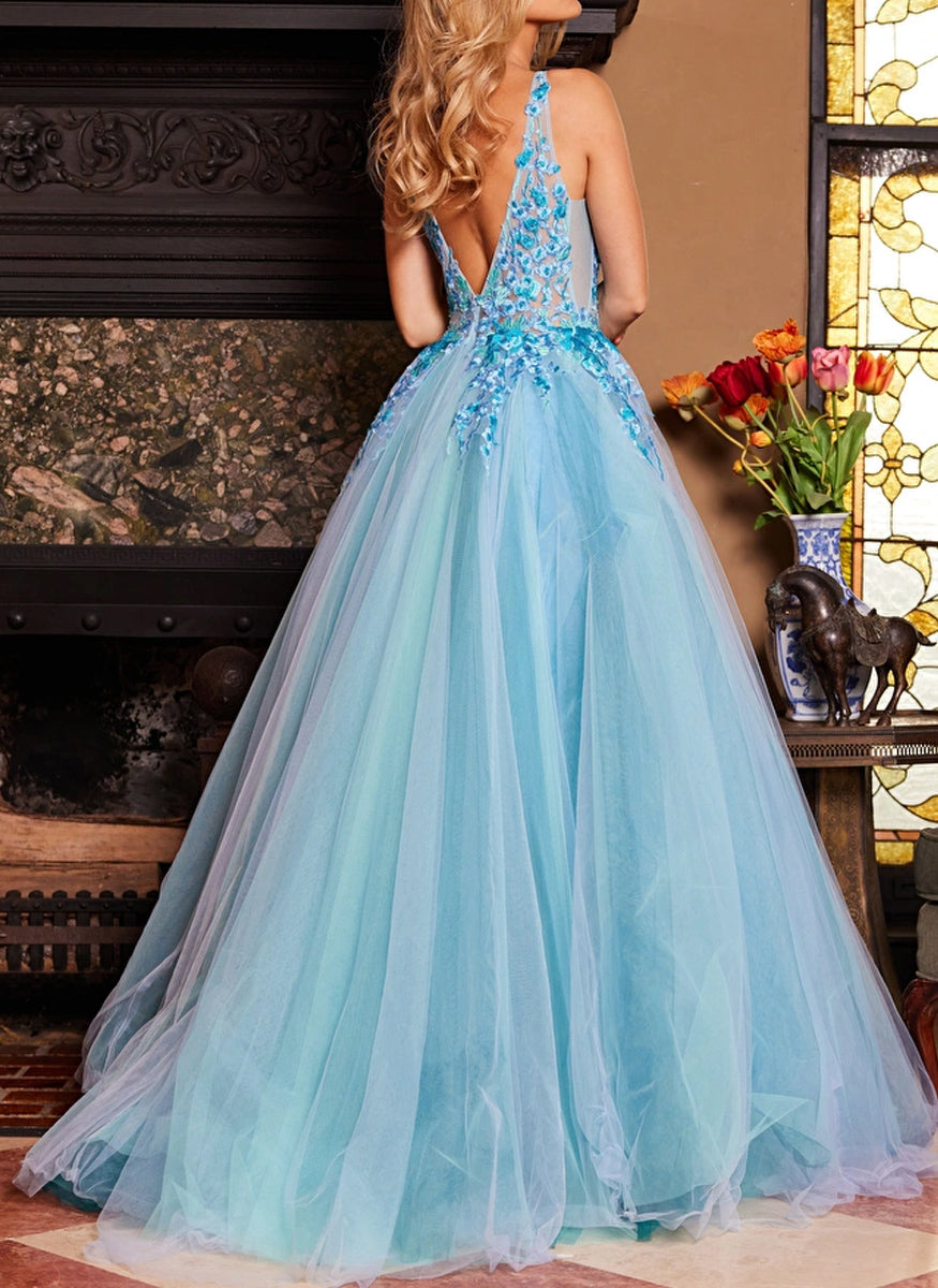 Floral Embroidered Bodice Ballgown - Jovani