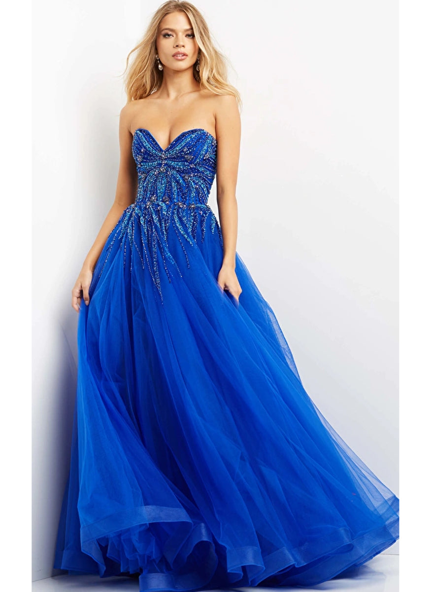 Beaded Bodice Strapless Gown - Jovani