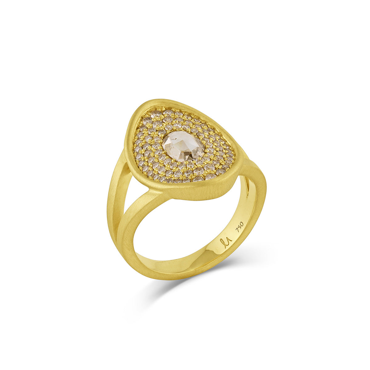 “Amani Shield” Ring, Champagne Diamonds