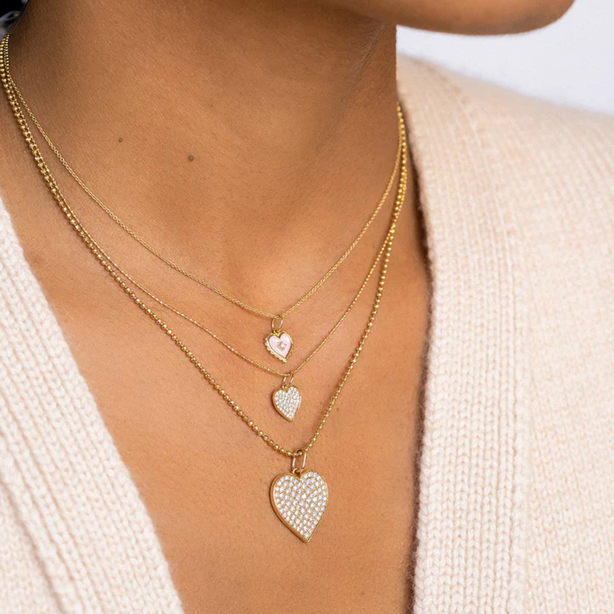 Diamond Heart Pendant Necklace, Large - Sydney Evan