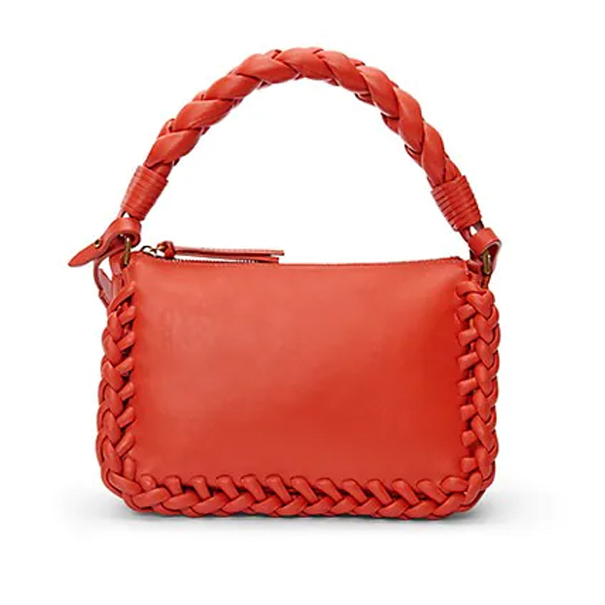 Braided Top Handle Small Bag in Red