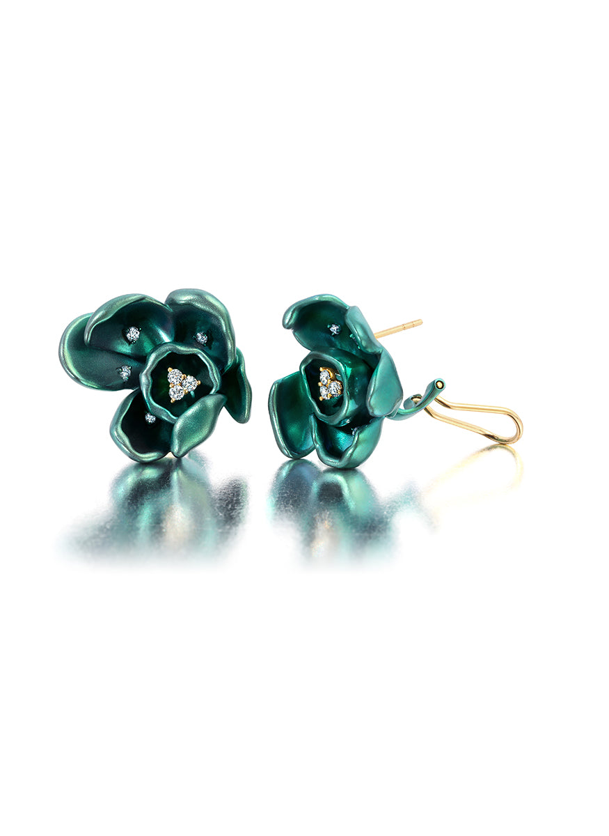 “Orchid” Titanium Earrings, Green