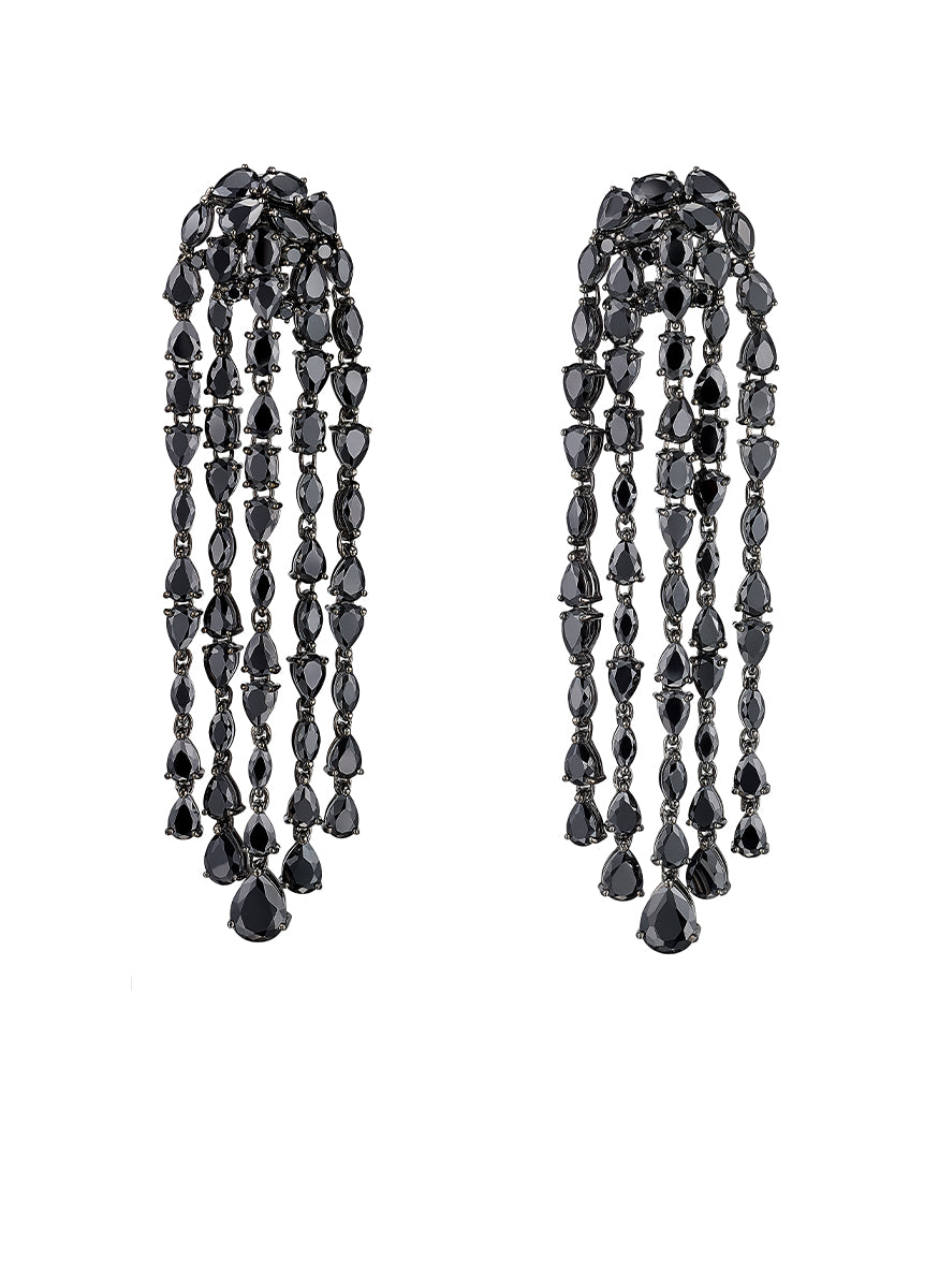 “Black Diamond Cascade” Earrings