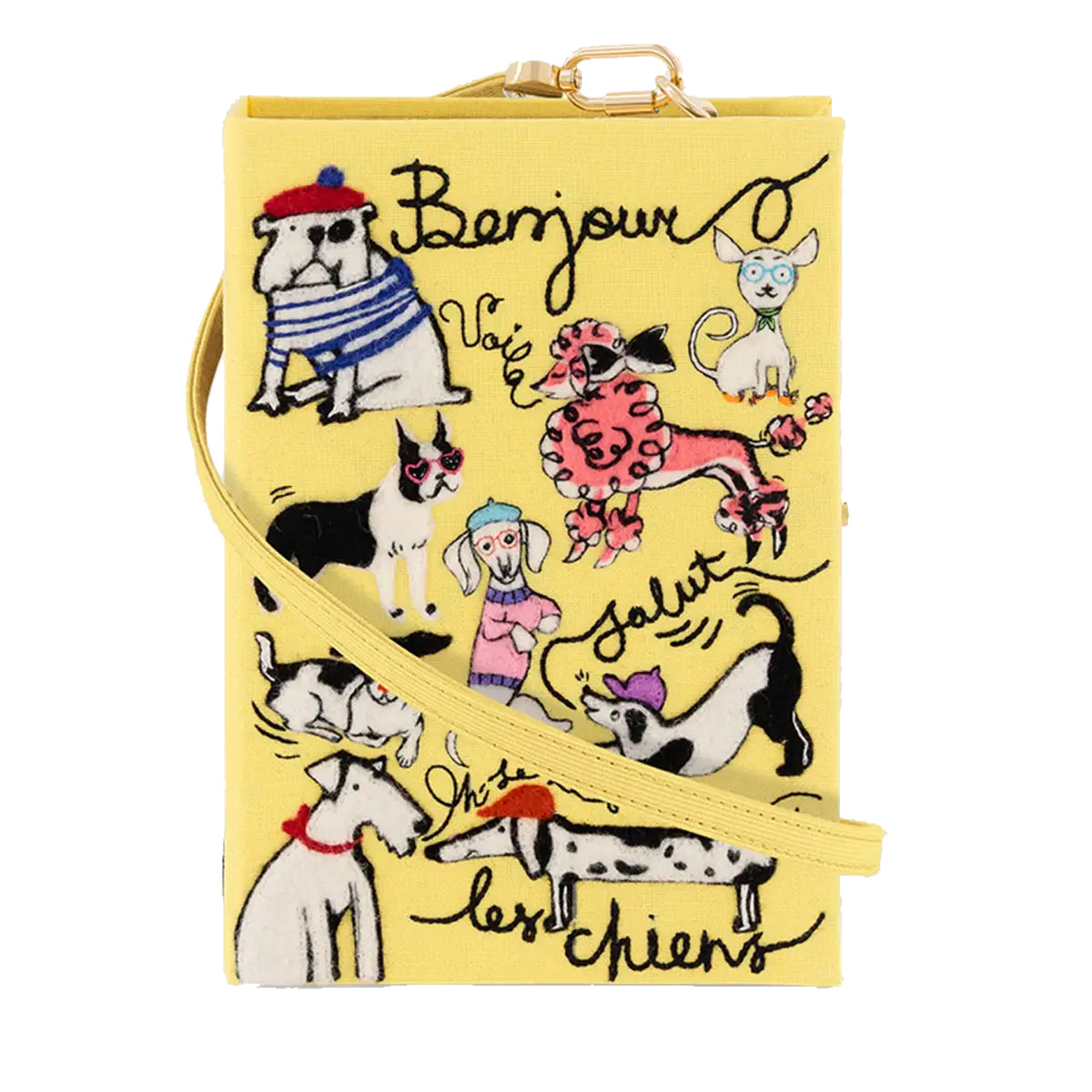 "Bonjour Les Chiens" Book Clutch with Strap - Olympia Le-Tan