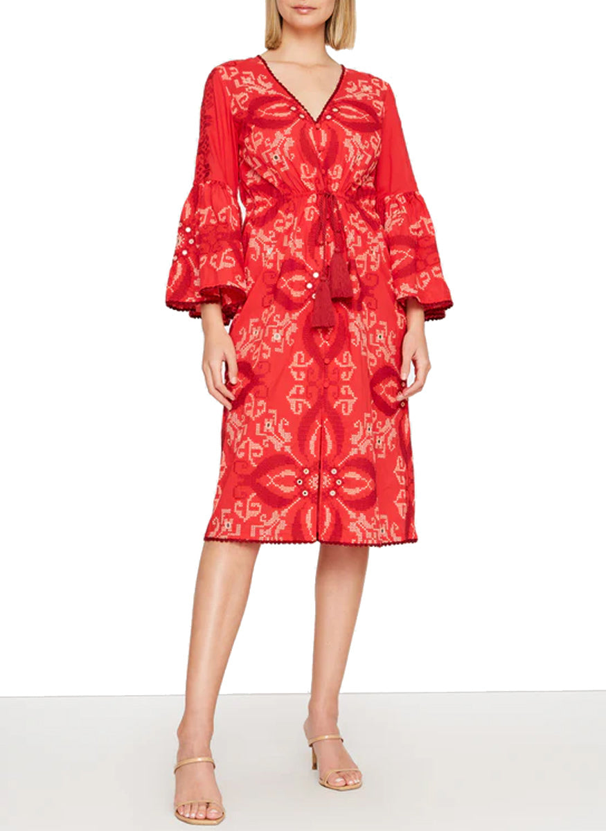 Reese Jacquard Dress in Red