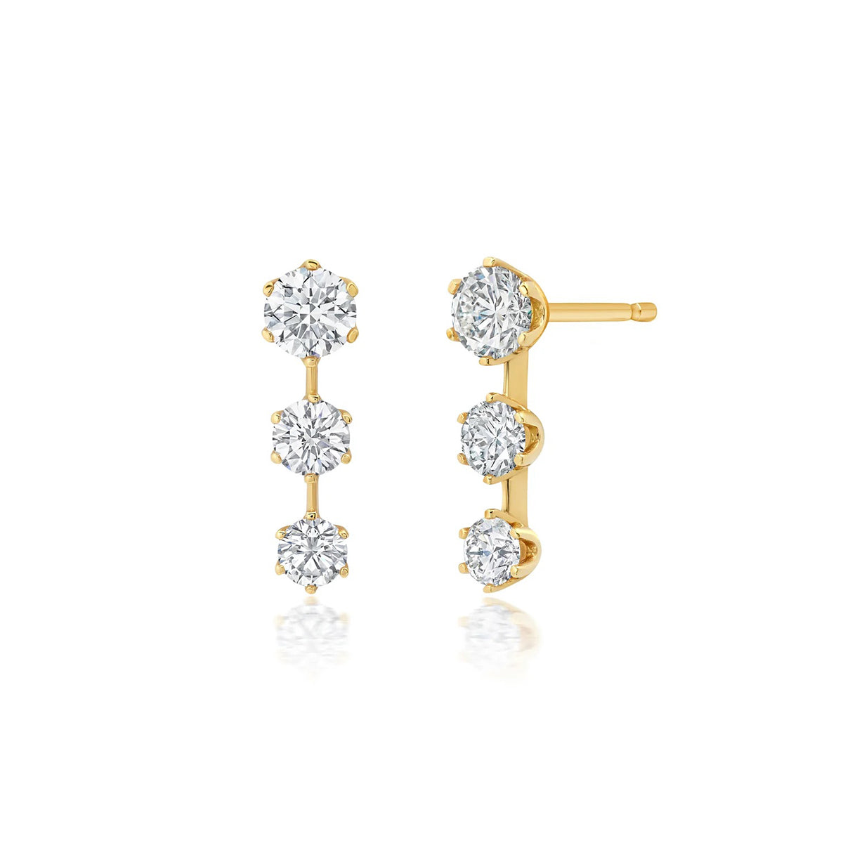 “Floating Triple Diamond” Earrings