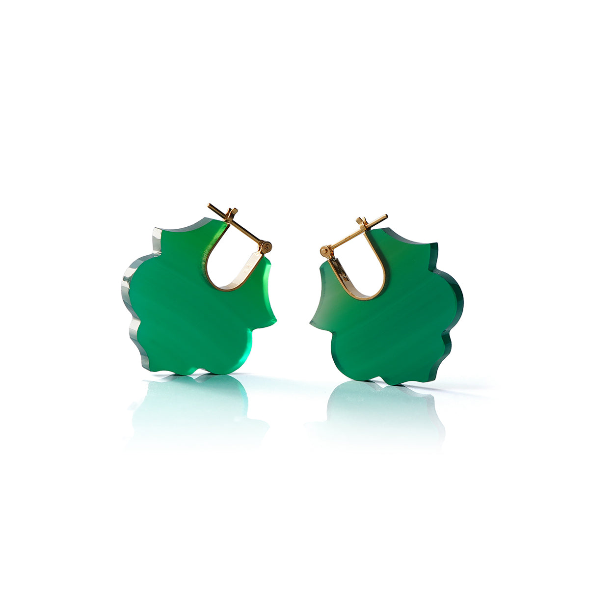 “Lotus” Green Agate Earrings