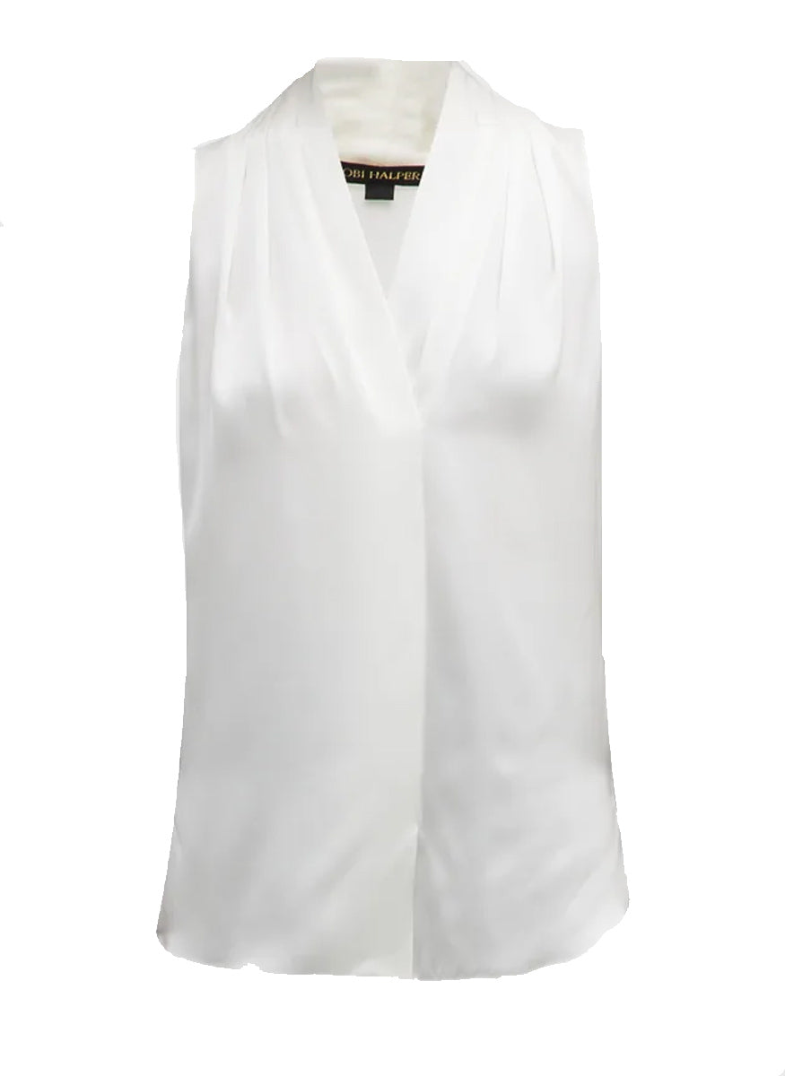 Mila Stretch-Silk Sleeveless Top in White