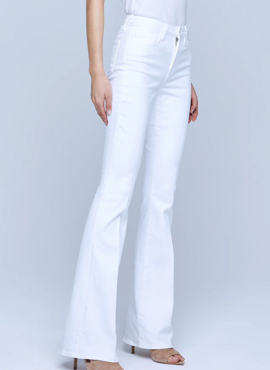Bell High Rise Flare Jean in Blanc - L'Agence