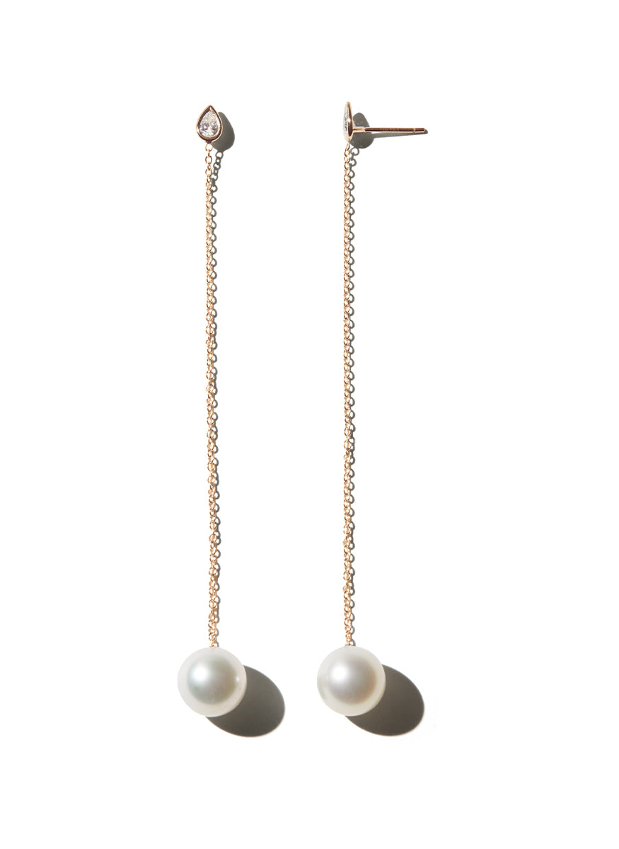 Diamond and South Sea Pearl Drop Earrings