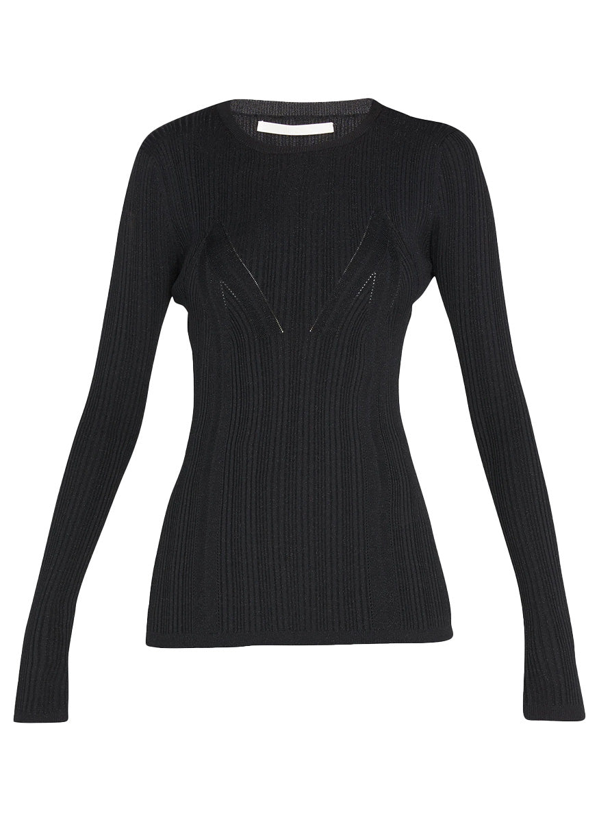 Piazza Italia Women's Black Long Sleeve Striped Sweatshirt Size L