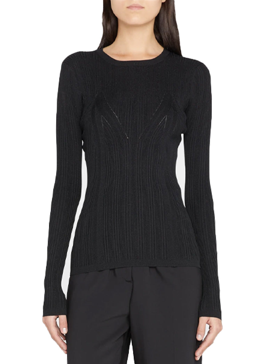Long Sleeve Fitted Knit Top with Detail