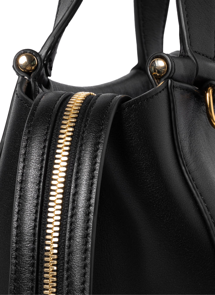 Ida Top Handle Bag with Strap in Black Leather - Wandler